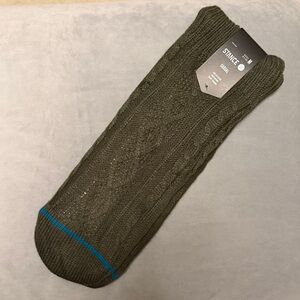 Stance Men's Olive Casual Socks with Blue Accent